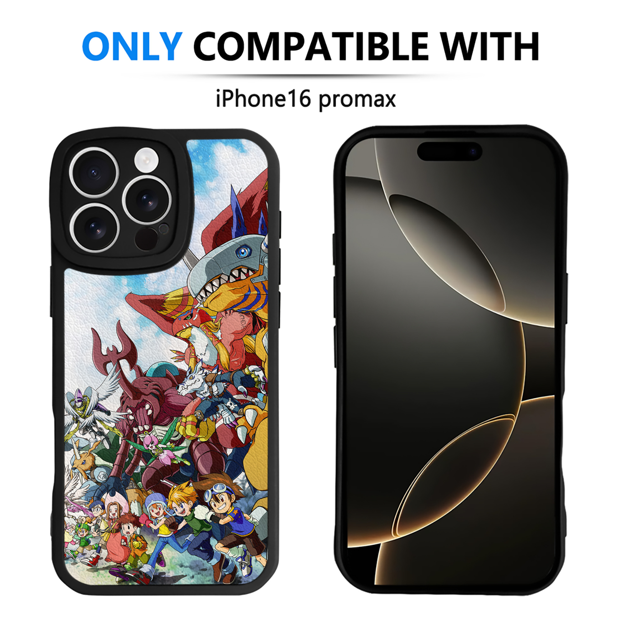 （画像用） Digimon デジタルモンスター/デジモン 【iPhone 16シリーズ対応】シリコンスマホケース（レザー調） 材質：シリコン